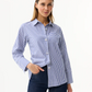 Bow Buttoned Striped Blouse