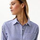 Bow Buttoned Striped Blouse