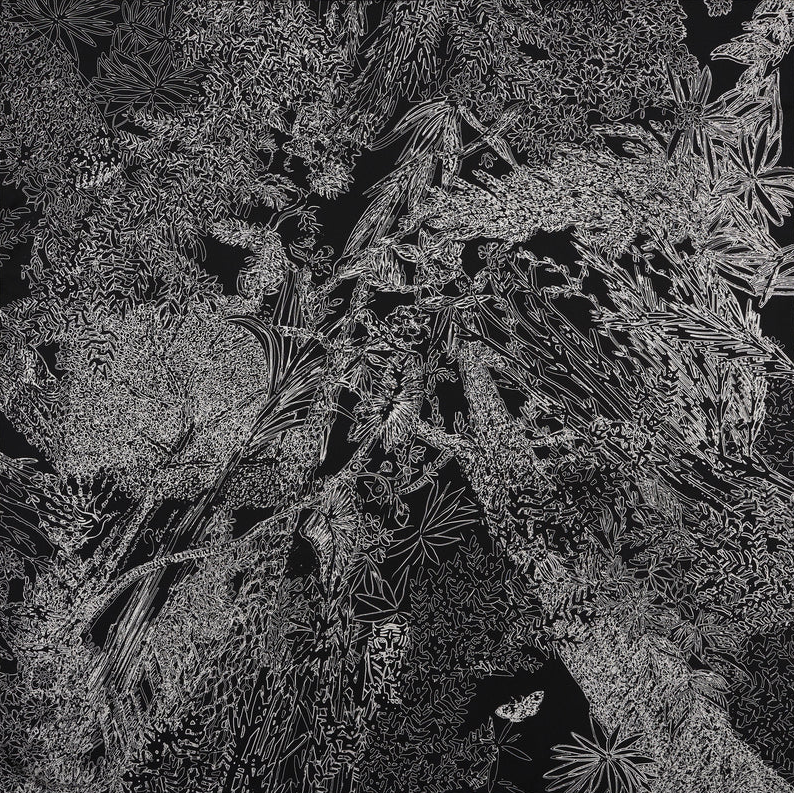 Graphic Branches Mini Silk Twill Scarf