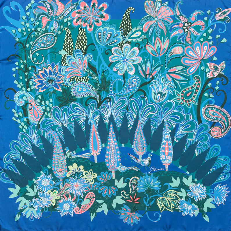 Chateau Mauriac Floral Silk Square