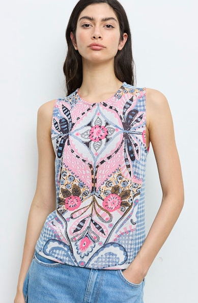 Kaleidascope Paisley Reversible Knit Top