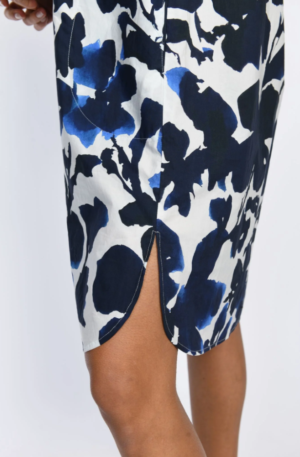 Ink-Dyed Floral Cotton Shirt Dress