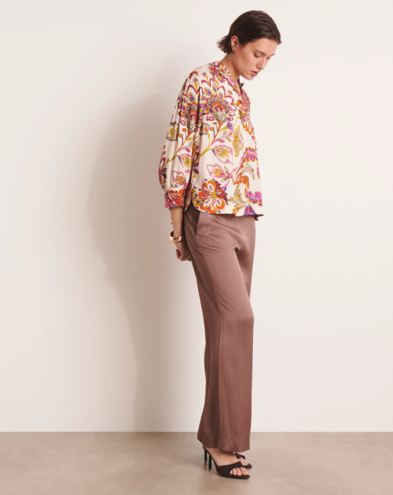 Floral Twill Single Button Blouse