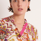 Floral Twill Single Button Blouse