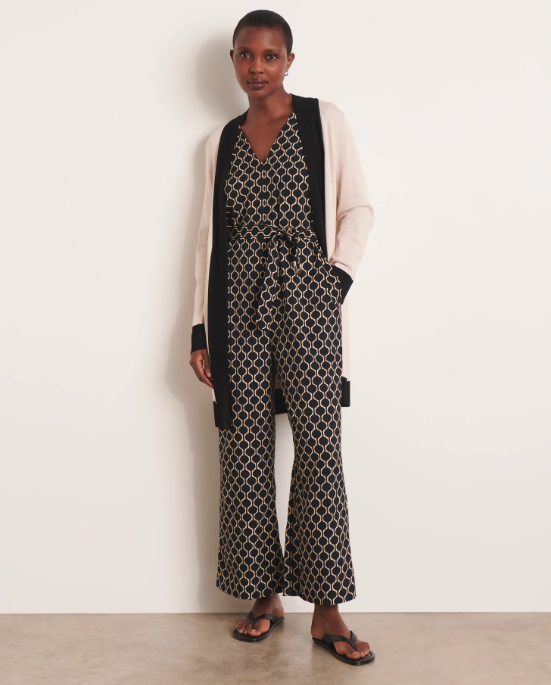 Stretch Crepe Geometric Jumpsuit
