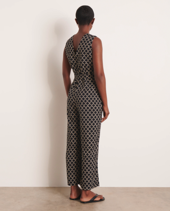 Stretch Crepe Geometric Jumpsuit