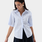 Striped Eyelet Embroidered Cotton Blouse