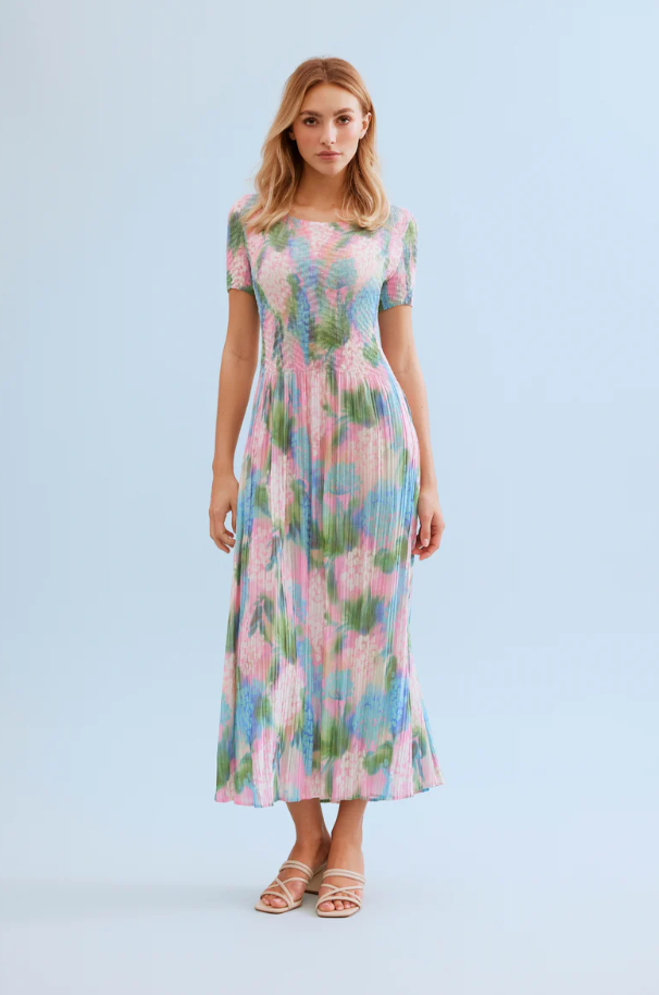 Pastel Rainbow Plisse Dress