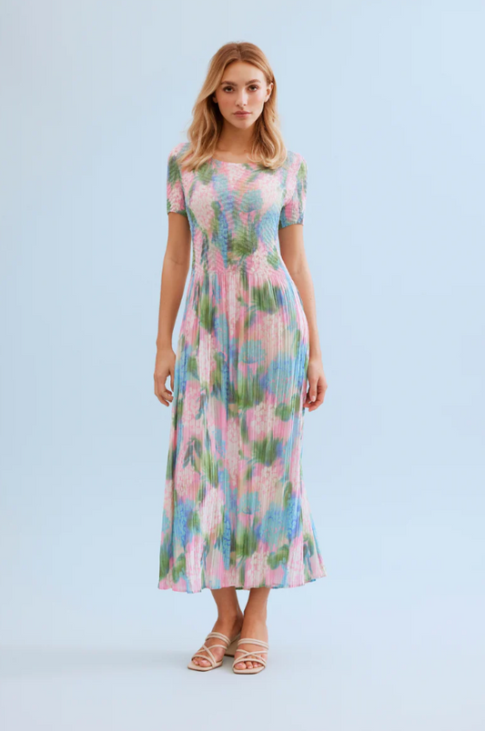 Pastel Rainbow Plisse Dress