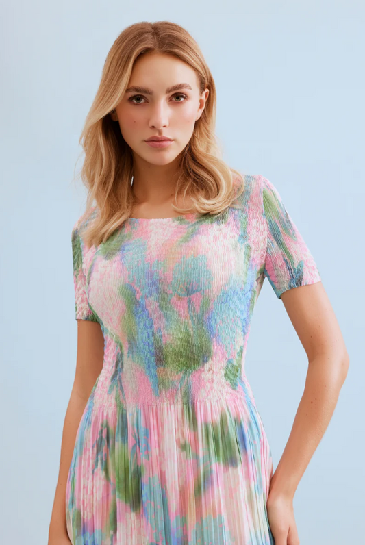 Pastel Rainbow Plisse Dress