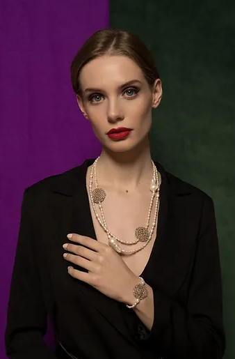 Baroque Pearl Silver/Gold Plated Crochet Disc Necklace