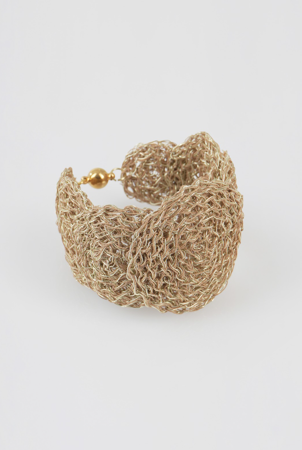 7 Crochet Disc Silver Bracelet