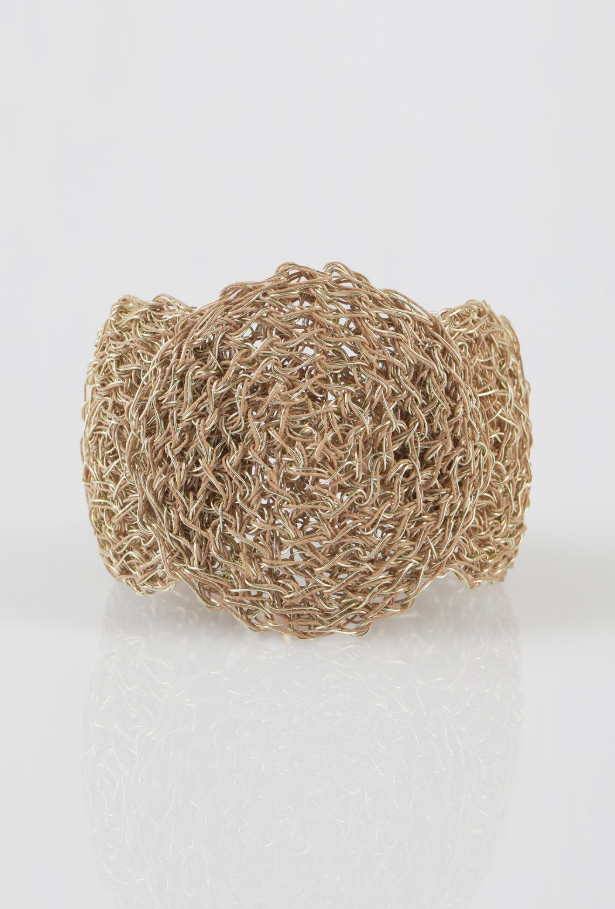 7 Crochet Disc Silver Bracelet