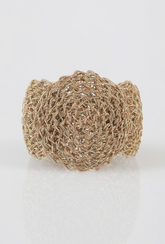 7 Crochet Disc Silver Bracelet