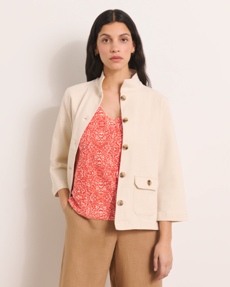 V-Neck Linen Paisley Sweater