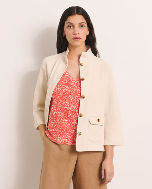 V-Neck Linen Paisley Sweater