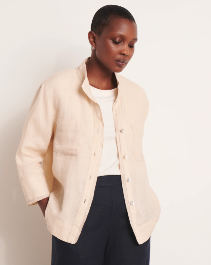 Classic Linen V-Neck Shirt Blouse