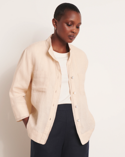 Classic Linen V-Neck Shirt Blouse