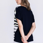 Abstract Stripes Half-Sleeve Top
