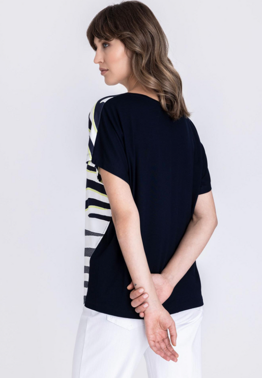 Abstract Stripes Half-Sleeve Top