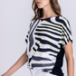 Abstract Stripes Half-Sleeve Top