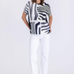Abstract Stripes Half-Sleeve Top