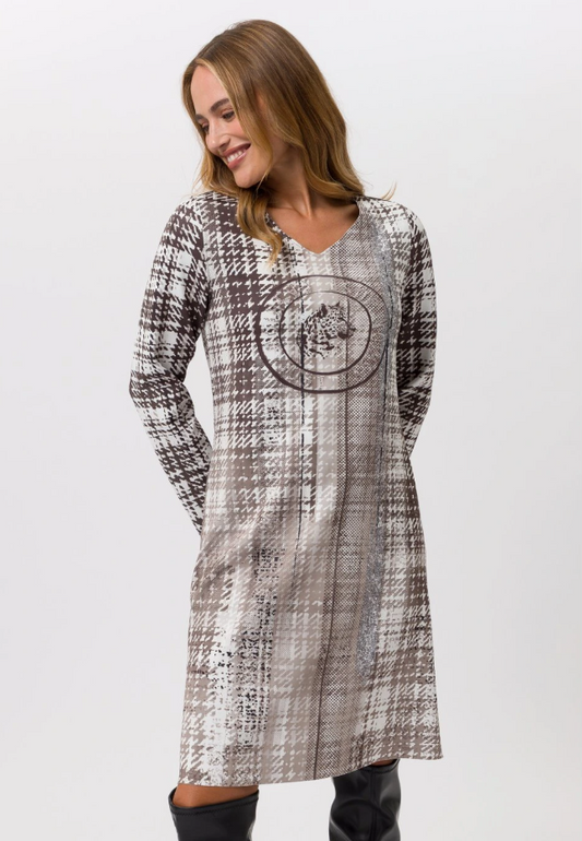 Reversible Leopard Houndstooth Jersey Dress