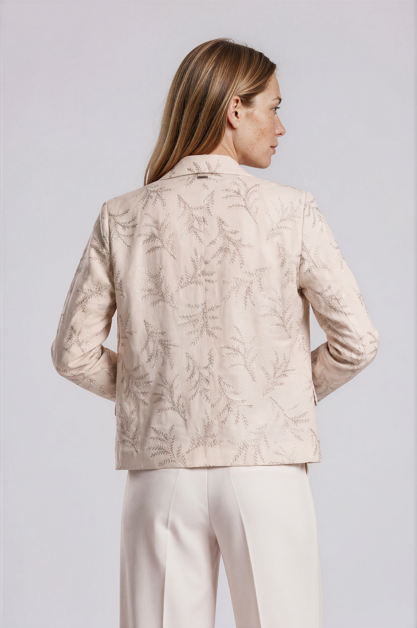 Branch Embroidered Linen Jacket