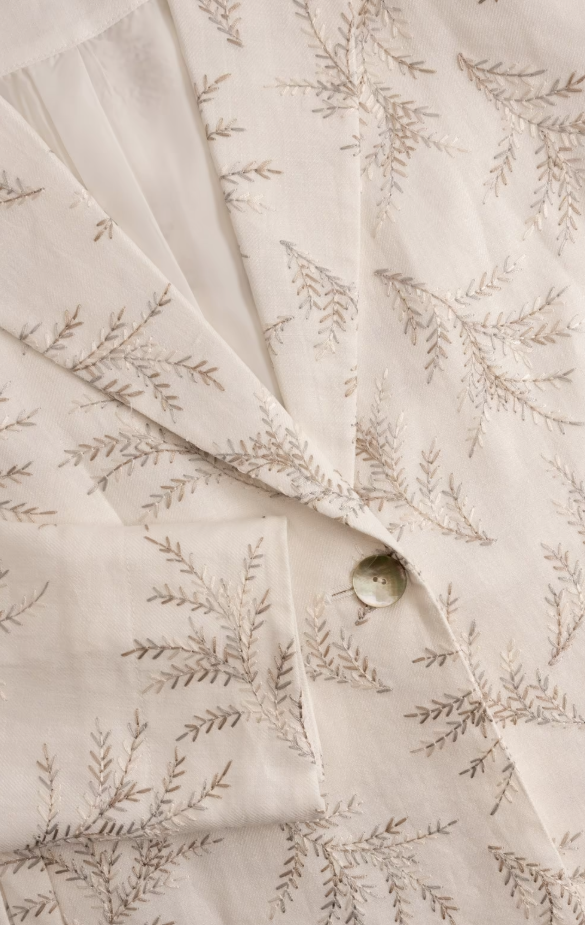 Branch Embroidered Linen Jacket