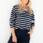 Bedazzled Striped Cotton Sweater