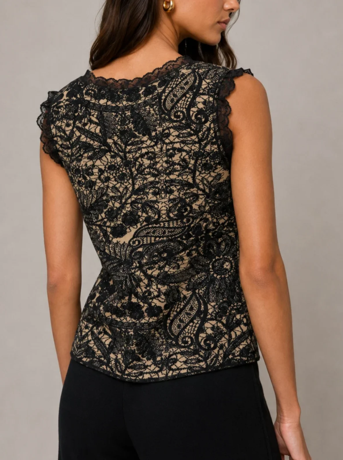Sleeveless Lacey Knit Top