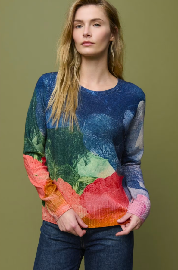 Watercolour Abstract Cashmere Blend Sweater