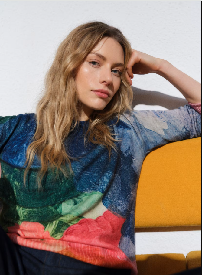 Watercolour Abstract Cashmere Blend Sweater
