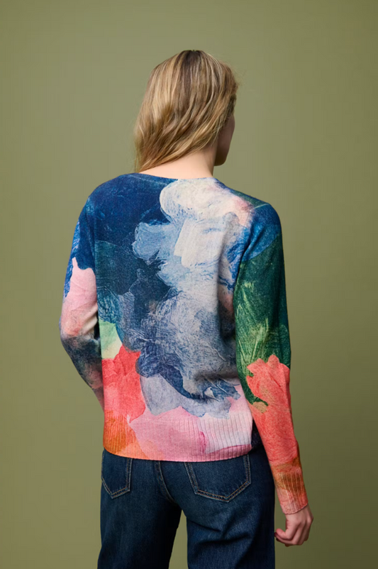 Watercolour Abstract Cashmere Blend Sweater