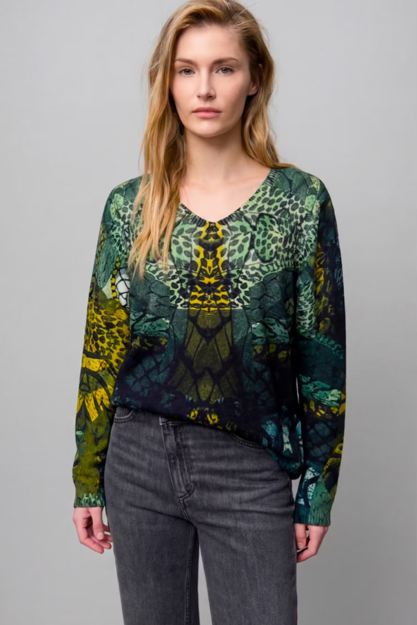Kaleidascope Jungle Oversized Cashmere Blend Sweater