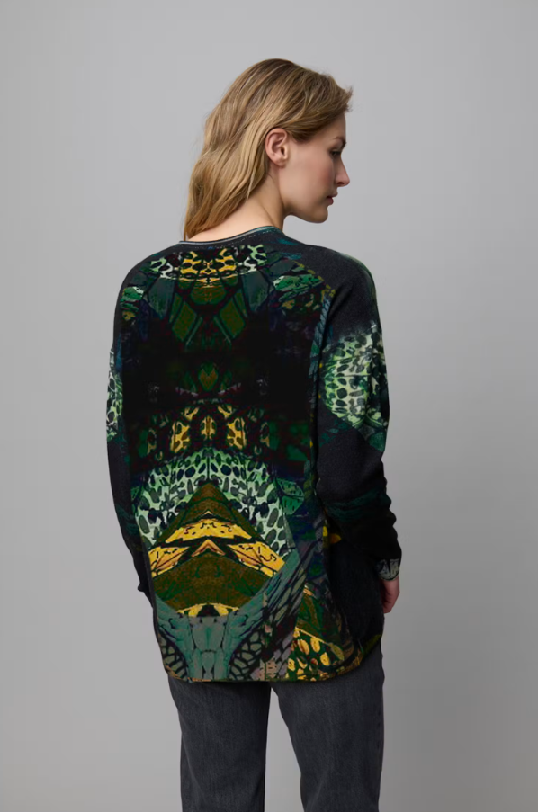 Kaleidascope Jungle Oversized Cashmere Blend Sweater