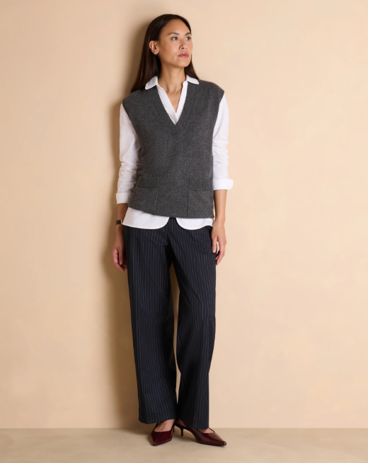 Open-Weave Back Wool & Cashmere Vest