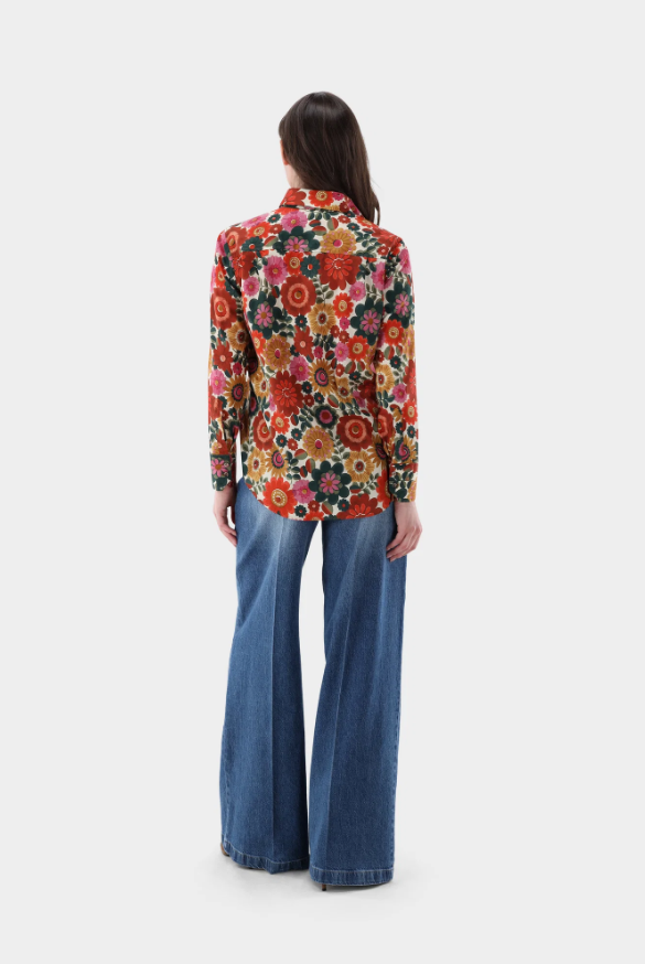 Floral Lagoon Fine Poplin Blouse