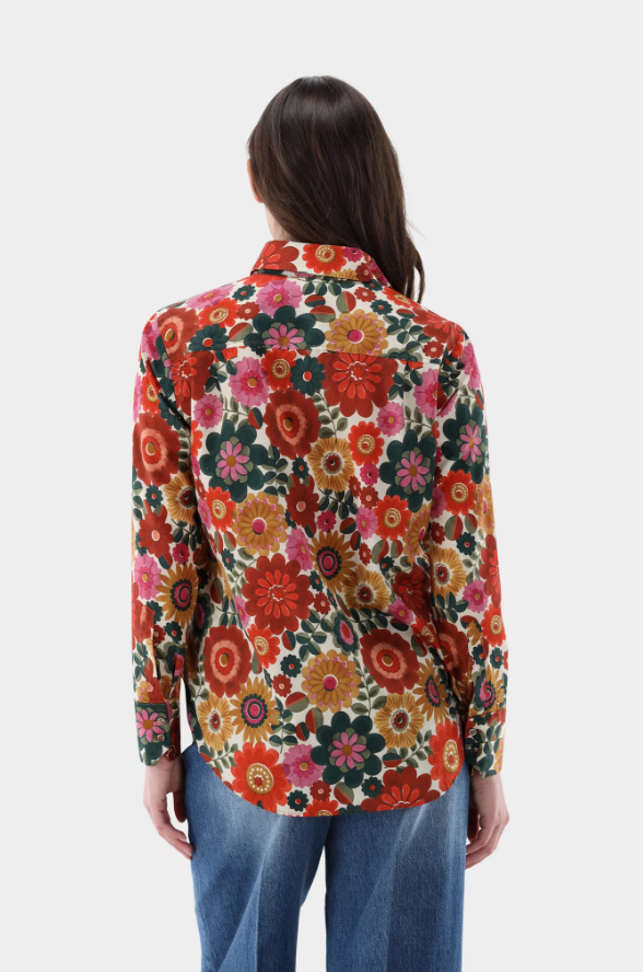 Floral Lagoon Fine Poplin Blouse
