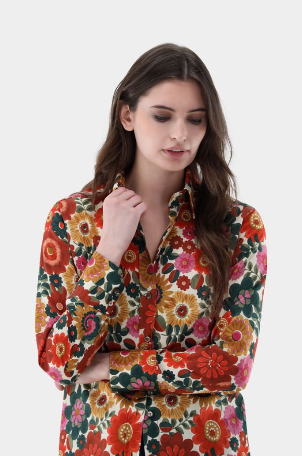 Floral Lagoon Fine Poplin Blouse
