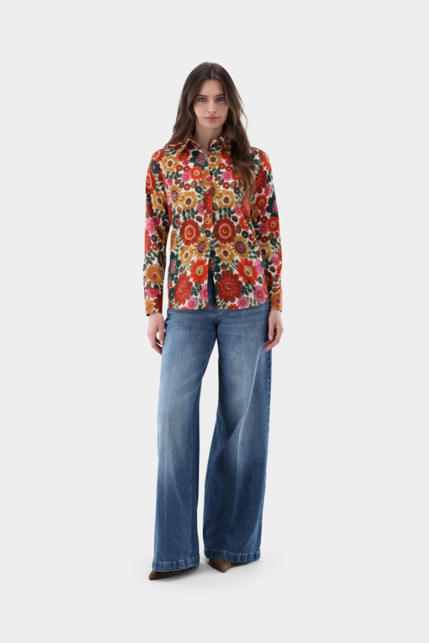 Floral Lagoon Fine Poplin Blouse