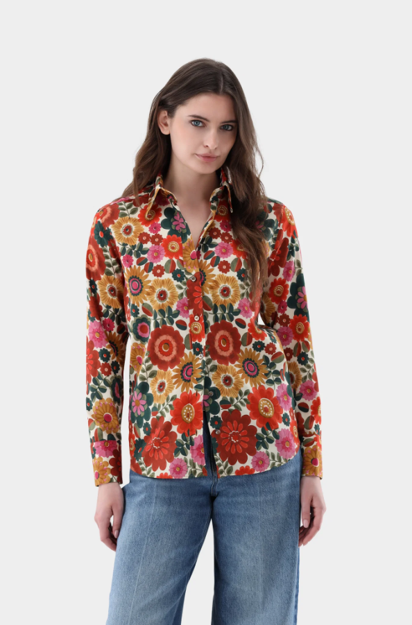 Floral Lagoon Fine Poplin Blouse
