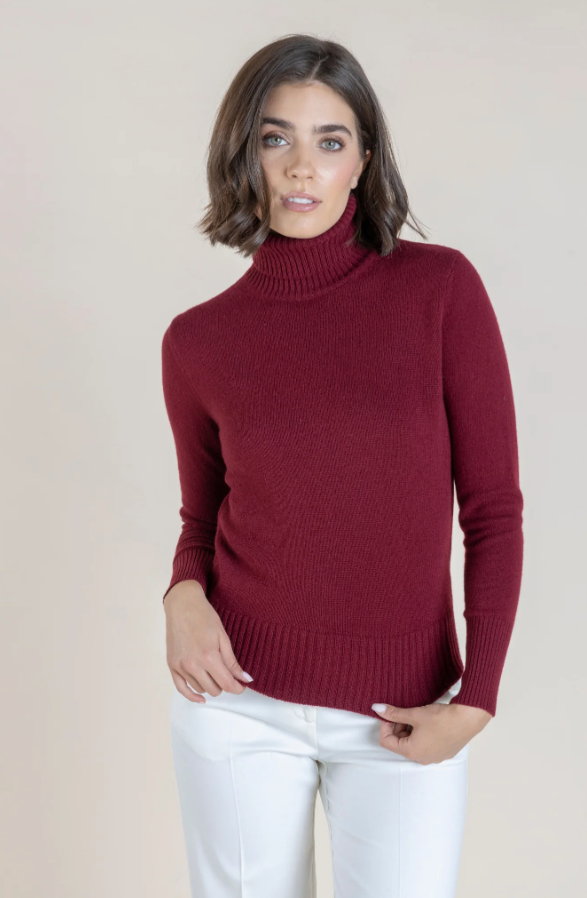 Cashmere & Wool Ribbed Neck Sweater