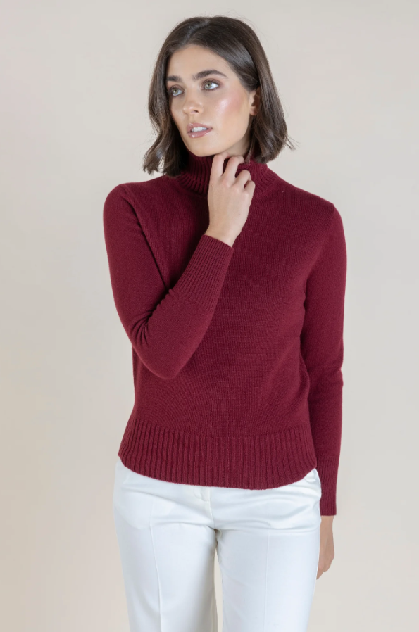 Cashmere & Wool Ribbed Neck Sweater