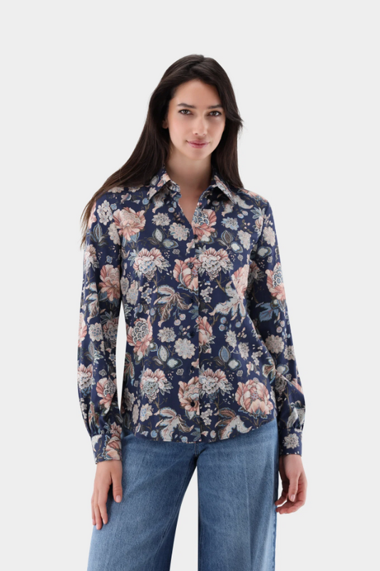 Cotton Satin Floral Blouse