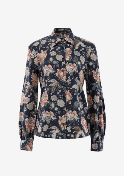 Cotton Satin Floral Blouse