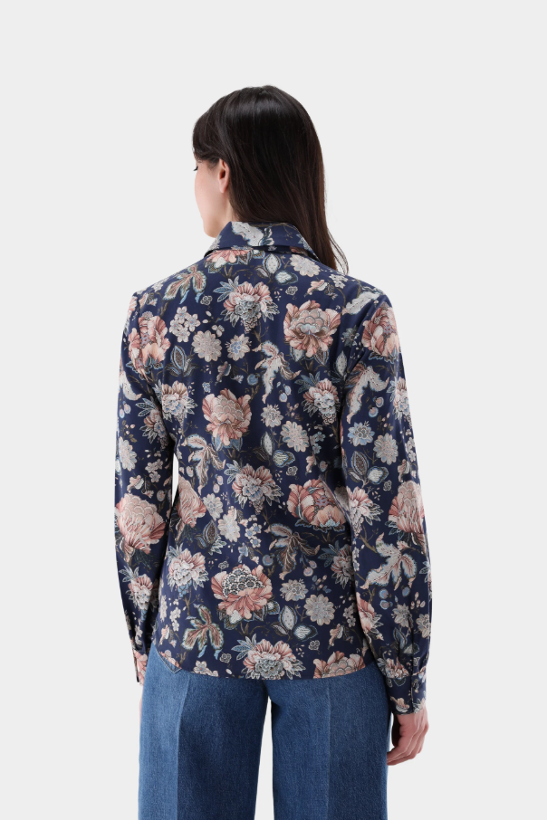 Cotton Satin Floral Blouse