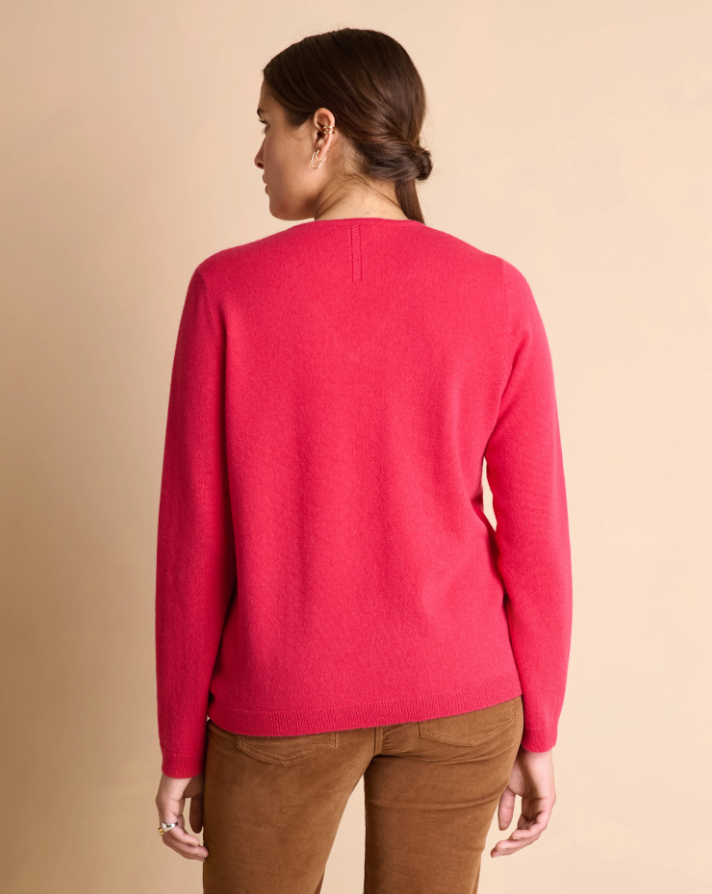 Cashmere Side-Braided V-Neck Sweater