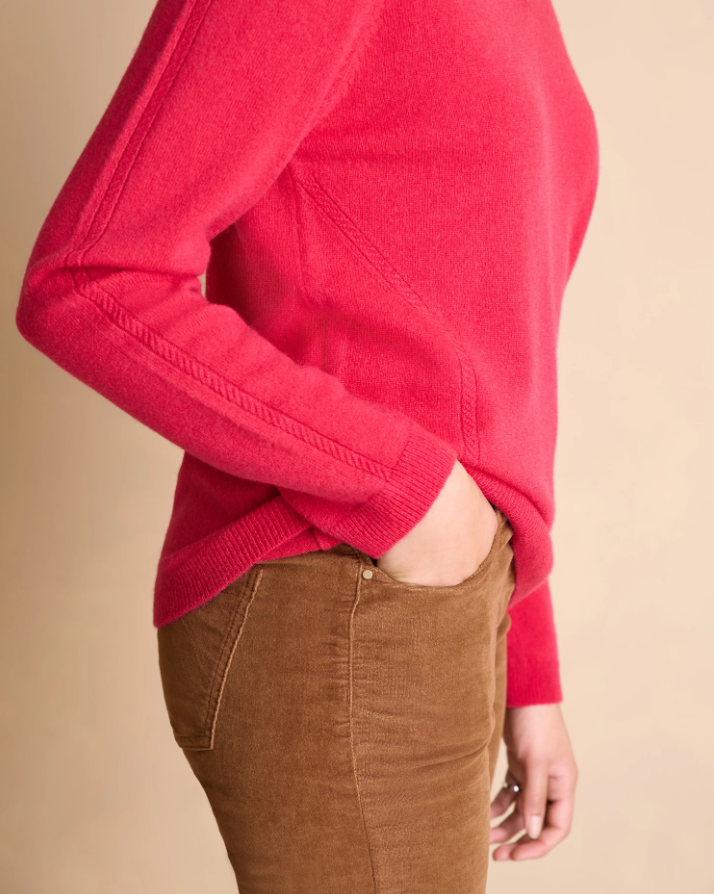 Cashmere Side-Braided V-Neck Sweater