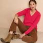 Cashmere Side-Braided V-Neck Sweater
